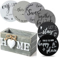Queekay House Warming Gifts New Home Farmhouse Coasters Set of 6, Gray