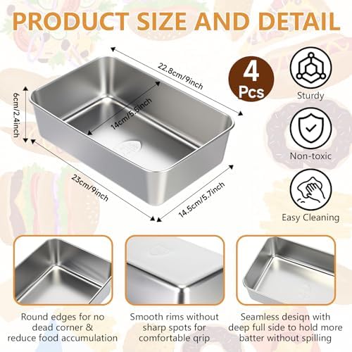 Sawysine 4 Pack Stainless Steel Loaf Pan Set with 200 Liners, 9x5 Inch