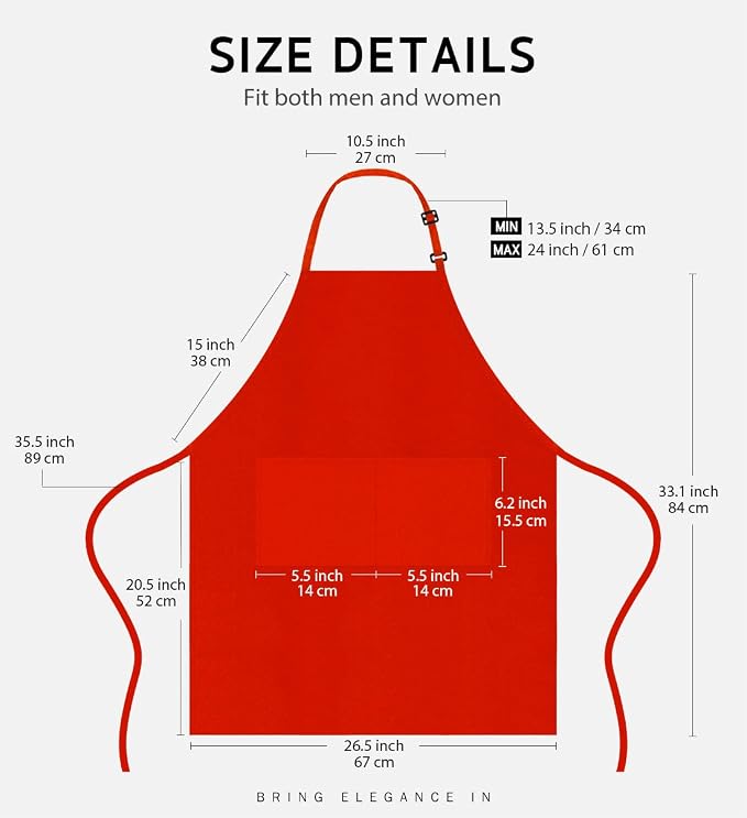 Syntus 12 Pack Bib Apron, Unisex Aprons Adjustable Waterdrop Resistant - Image 2