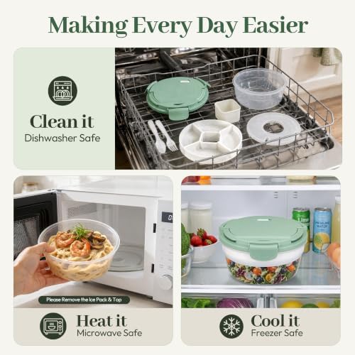JSLOVE Salad Container for Lunch 58oz, Bento Box Adult with 4