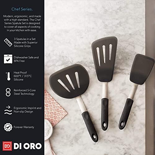 DI ORO 5-Piece Turner Silicone Spatula and Spoon Set, Black