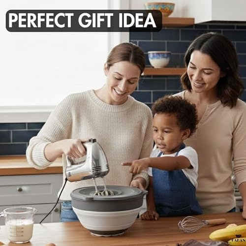 Hakan Collapsible Mixing Bowl with Lid | 3.3QT Silicone & Plastic