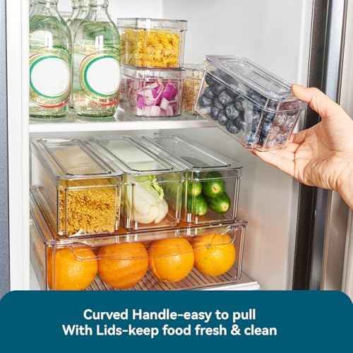 10 Pack Fridge Organizers and Storage, Clear Fridge Organizer Stackable