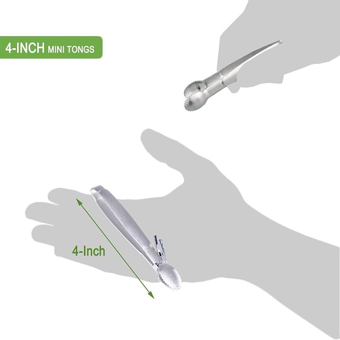 HINMAY Sugar Tongs 4-Inch Mini Serving Tongs Stainless Steel Appetizer Tongs - Image 6