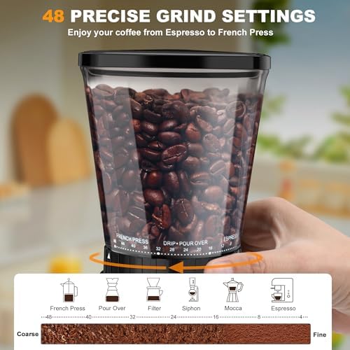 binROC Electric Conical Burr Coffee Grinder, Black