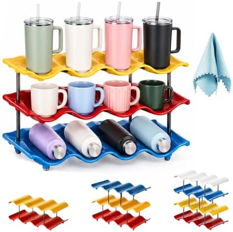 3-Tier Wave Cup Storage Rack, Multi-Tier Stackable Water Bottle