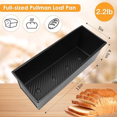 2-Pack 13x5 Pullman Loaf Pan with Lid, Nonstick, Sandwich Bread