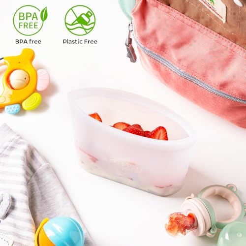 Winrock Reusable 100% Silicone Food Storage Bags, Sandwich Snack Bags