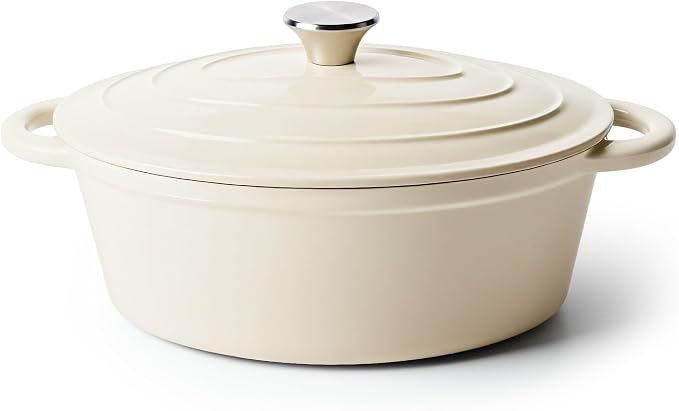 Oval Dutch Oven for Bread Baking, 4.5 Quart Non Stick Enameled Cast Iron Dutch by Kerilyn