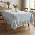 PartyDelight Gingham Ruffled Tablecloth Blue/White Plaid Checkered