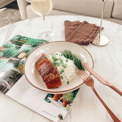 Mora Ceramic Large Pasta Bowls 30oz, Set of 4 - Serving, Salad