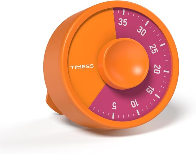 60-Minute Visual Timer, Twist to Set, Loud Battery-Powered Alarm, by TIMESS