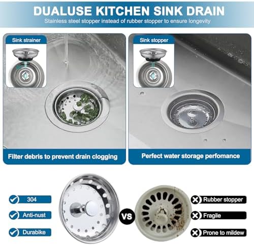 ZM Kitchen Sink Basket Strainer with Stopper, 3-1/2 Inch