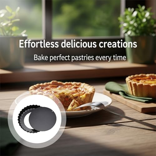 6 Pcs Quiche Pans, 3.9 In Mini Tart Pans With Removable Bottom, Carbon
