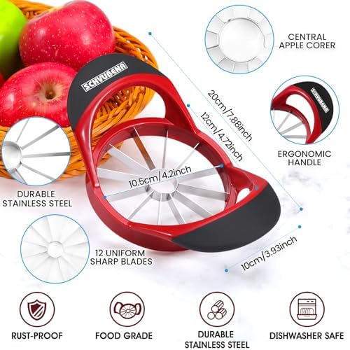 SCHVUBENR 12-Blade Apple Slicer and Corer - 4.72 Inch Sharp Stainless