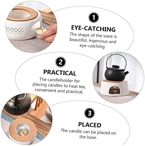 Ceramic Teapot Warmer with Wood Base, Heating and Heat Preservation