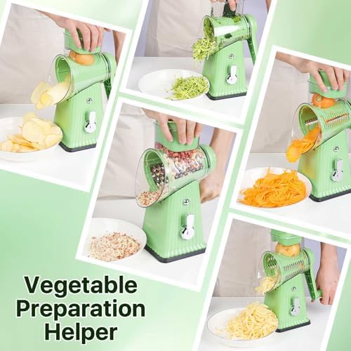 Rotary Cheese Grater with 5 Blades, Mint Green