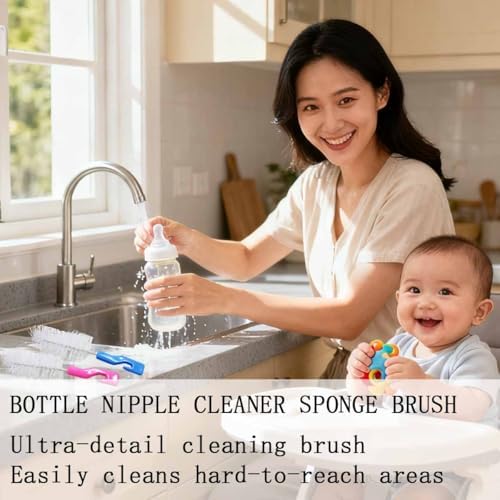 KuuGuu 20 PCS Bottle Nipple Cleaner Sponge Brush Hangable Pacifier