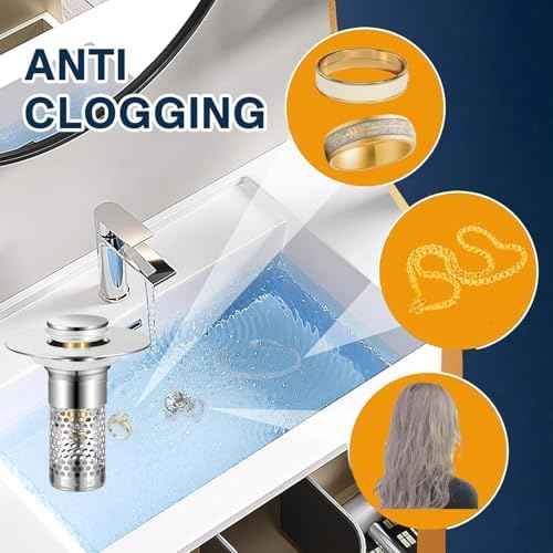 Bathroom Sink Drain Strainer 2 Pack,Bathroom Sink Stopper with Pop-Up