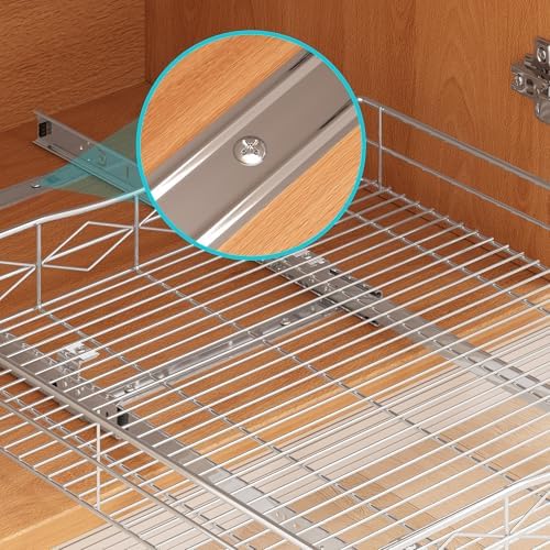 Pull Out Cabinet Organizer, 50LB Load Capacity Bottom-mount Sliding