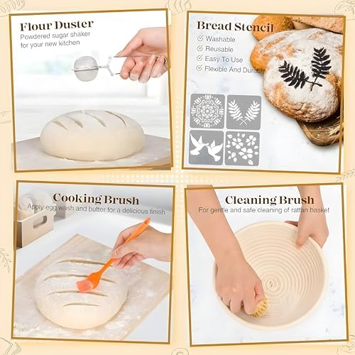 Complete Sourdough Starter Kit with Banneton Bread Proofing Baskets