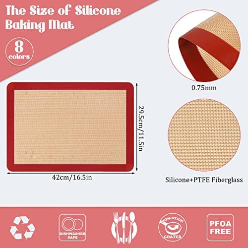 Nuanchu 8 Pcs Silicone Baking Mat Non-stick Baking Half Sheet, Multi