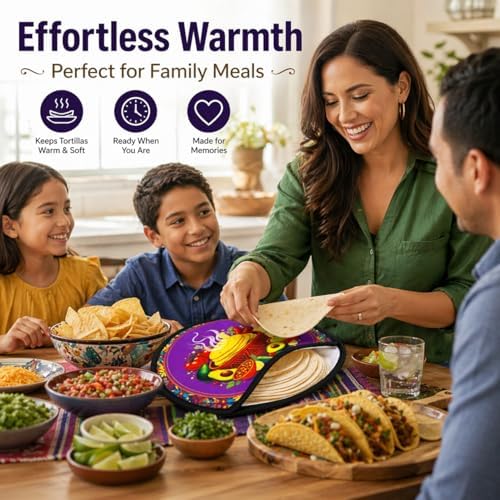 12-Inch Tortilla Warmer Pouch 2-Pack, Green + Purple