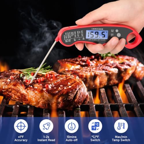 LONICERA Digital Meat Thermometer, Red