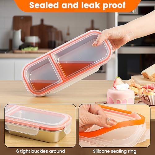 Stainless Steel Snack Containers with Lids, Reusable Condiment Box
