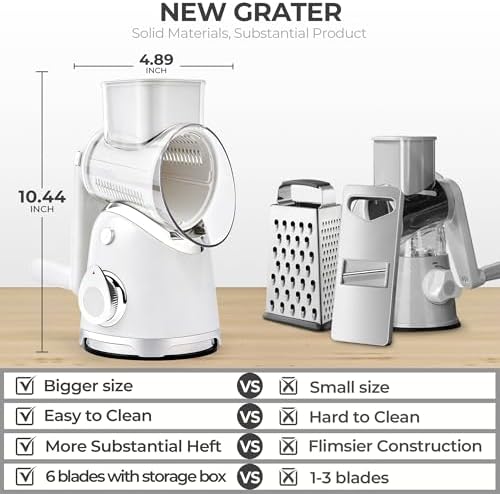 SUSTEAS Rotary Cheese Grater Hand Crank, Kitchen Shredder Vegetable