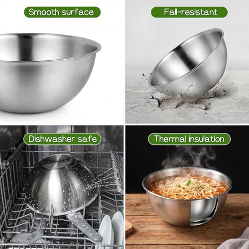 Mixing Bowl Set of 6, Thickened version Stainless Steel Mixing Bowl
