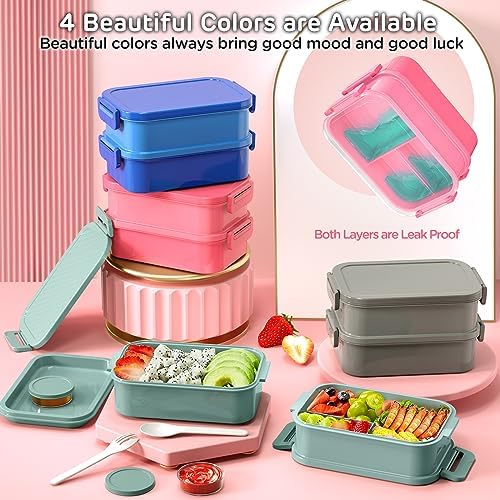 DaCool Adults Bento Box Lunch Box - Stackable All-in-One Leakproof