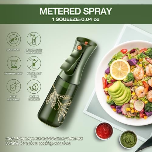 Glass Olive Oil Sprayer, 7.5 oz, Olive Green & Gold
