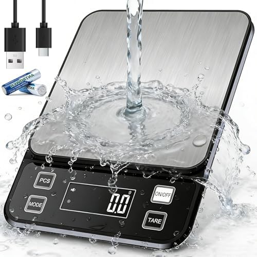 Waterproof Kitchen Scale, 10kg/22lb Food Scale Precisely Measures