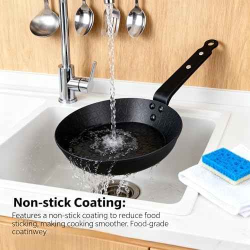 POCREATION Carbon Steel Skillet Pan Set, Nonstick Even Heating Frying
