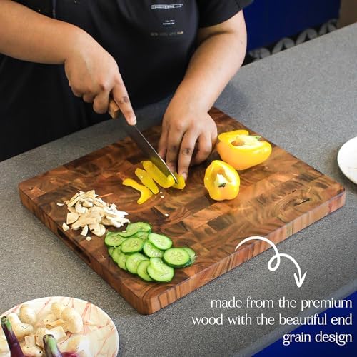 End-Grain Wood Butcher Block Cutting Board, 16"x14"x1"