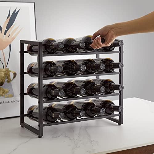 IBUYKE Metal Wine Racks Countertop,16 Bottles Wine Bottle