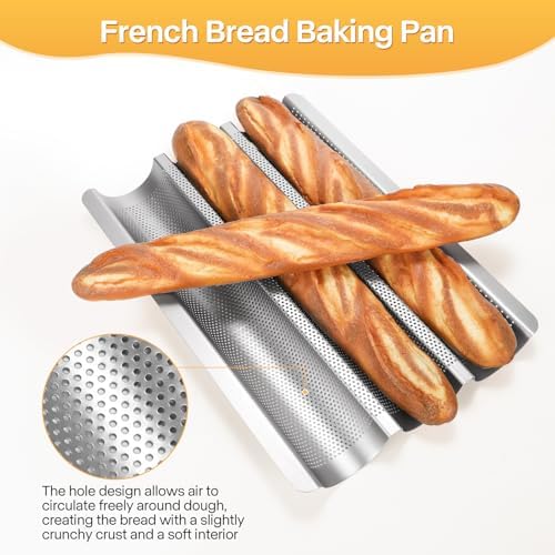 3-Pack 4-Cup Standard Muffin Pans & Perforated French Baguette Bread