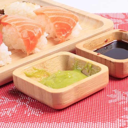 Snack Bowl Set, Small Bamboo Sauce Dish Dipping Bowls for Appetizers