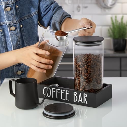 Glass Coffee Canister for Ground Coffee - 2Pcs 45oz Coffee and Sugar