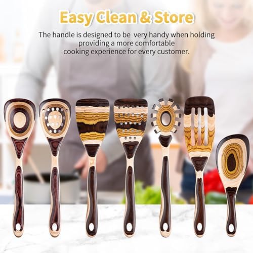 Gudamaye 7-Piece Brown Pakkawood Utensil Set