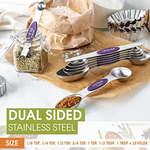 Spring Chef Dual Sided Magnetic Measuring Spoons, Set of 8 & Stainless