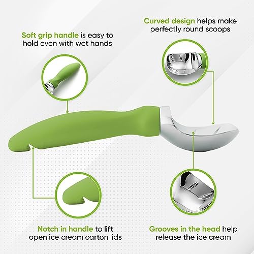 Spring Chef Professional Ice Cream Scoop & Stainless Steel Swivel