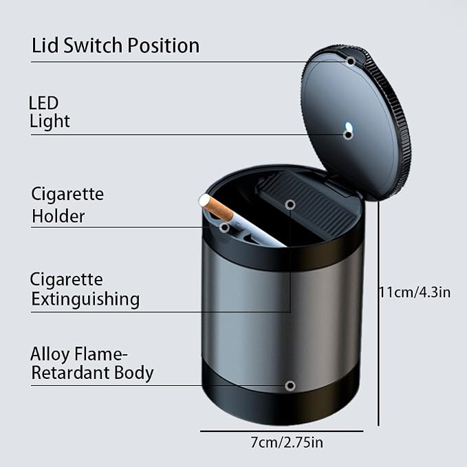 Ashtray with Lid, Smokeless Ashtray - Image 5