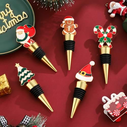 5 pcs Christmas Wine Stopper Christmas Wine Bottle Stoppers for Xmas