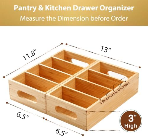 Umilife Bamboo Pantry Organizer for Snack, Seasoning Pouch, Teabag