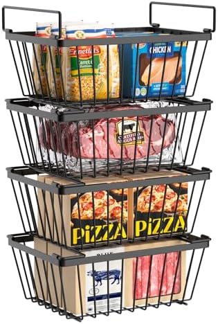 4 Pack Black Freezer Organizer Bins