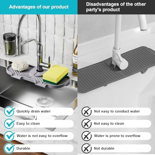 Faucet Mat for Kitchen Sink,6° Slope Sink Splash Guard,Splash Guard