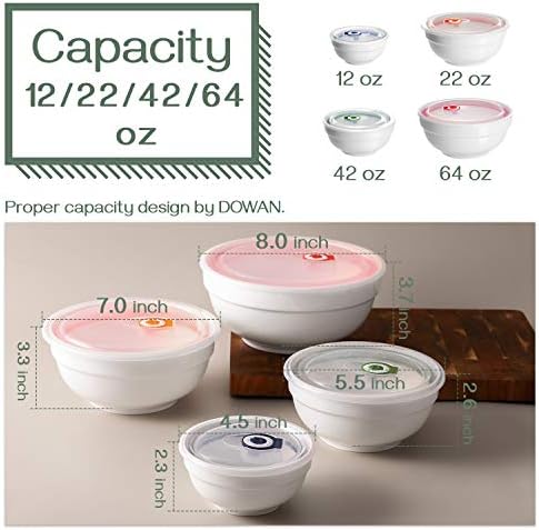 DOWAN Ceramic Bowl Set with Lids, Serving Bowls, Food Storage