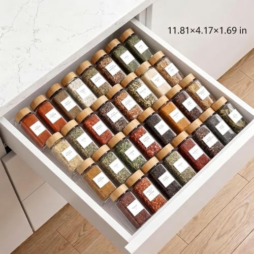 Acrylic Spice Drawer Organizer 4 Pk, Expandable 13"-26" Acrylic Spice